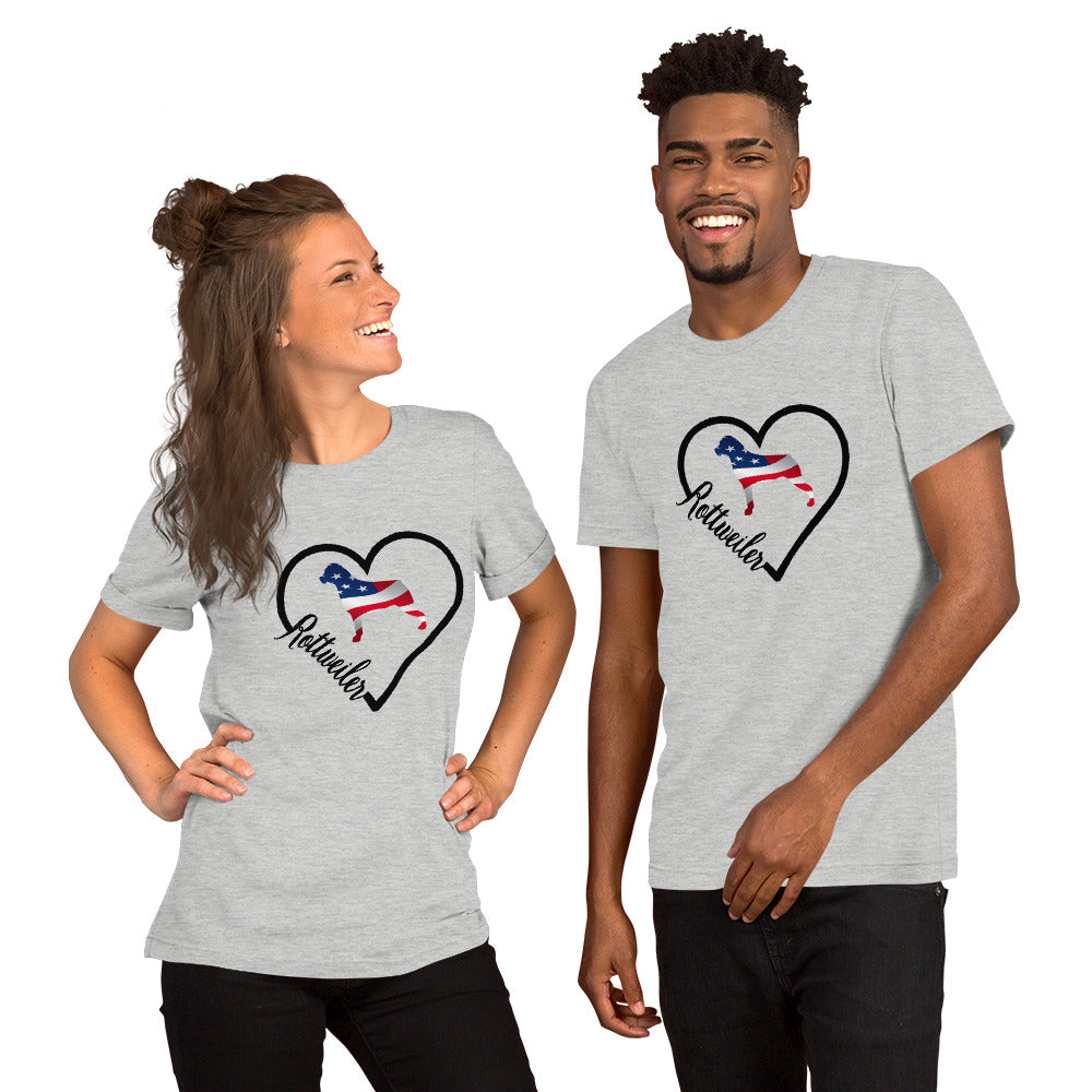 Rottweiler Heart USA Short-Sleeve Unisex T-Shirt - WagALotBowWow