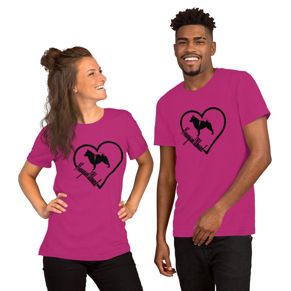 Norwegian Elkhound Heart Short-Sleeve Unisex T-Shirt - WagALotBowWow