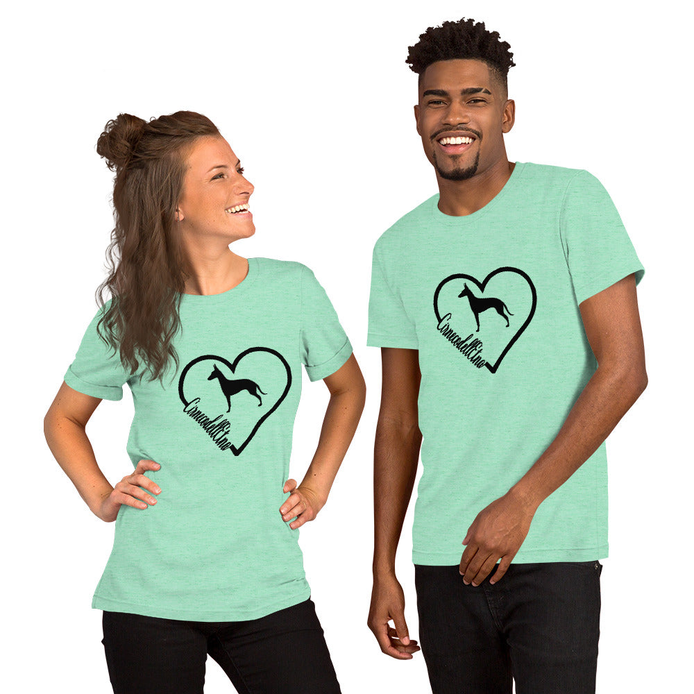 Cirneco dell' Etna Heart Short-Sleeve Unisex T-Shirt - WagALotBowWow