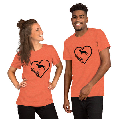 Cirneco dell' Etna Heart Short-Sleeve Unisex T-Shirt - WagALotBowWow