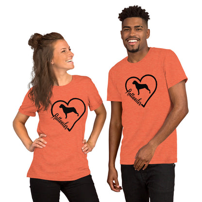 Rottweiler Heart Silhouette Short-Sleeve Unisex T-Shirt - WagALotBowWow