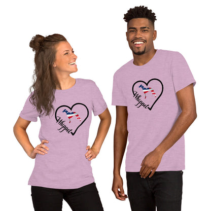 Whippet Heart USA Short-Sleeve Unisex T-Shirt - WagALotBowWow