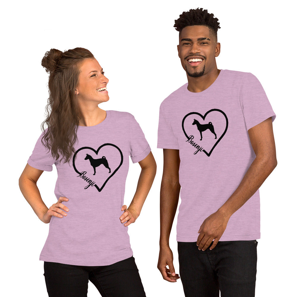 Basenji Heart Silhouette Short-Sleeve Unisex T-Shirt - WagALotBowWow