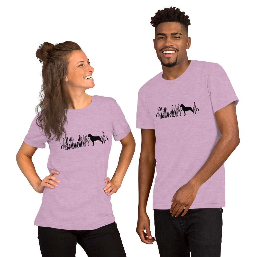 Rottweiler Heartbeat Silhouette Short-Sleeve Unisex T-Shirt - WagALotBowWow