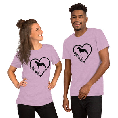 Rottweiler Heart Silhouette Short-Sleeve Unisex T-Shirt - WagALotBowWow