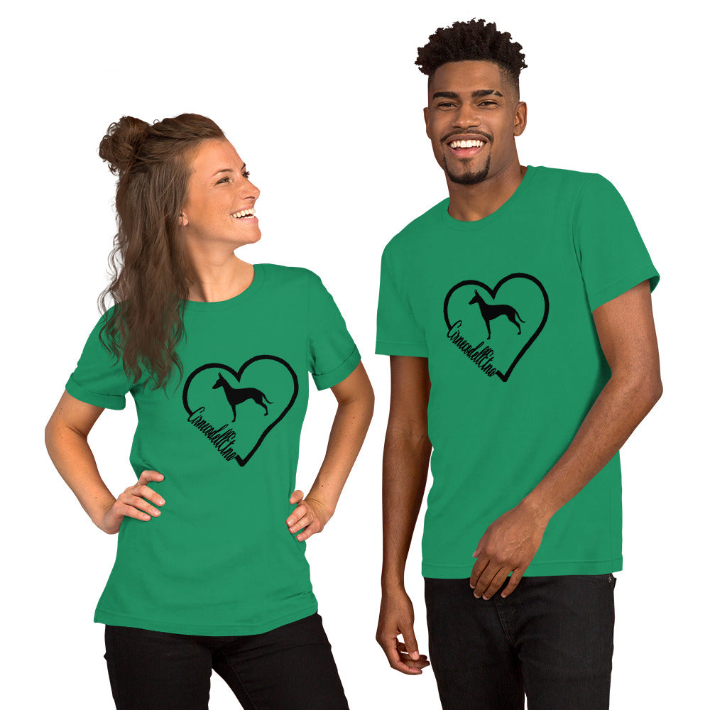 Cirneco dell' Etna Heart Short-Sleeve Unisex T-Shirt - WagALotBowWow