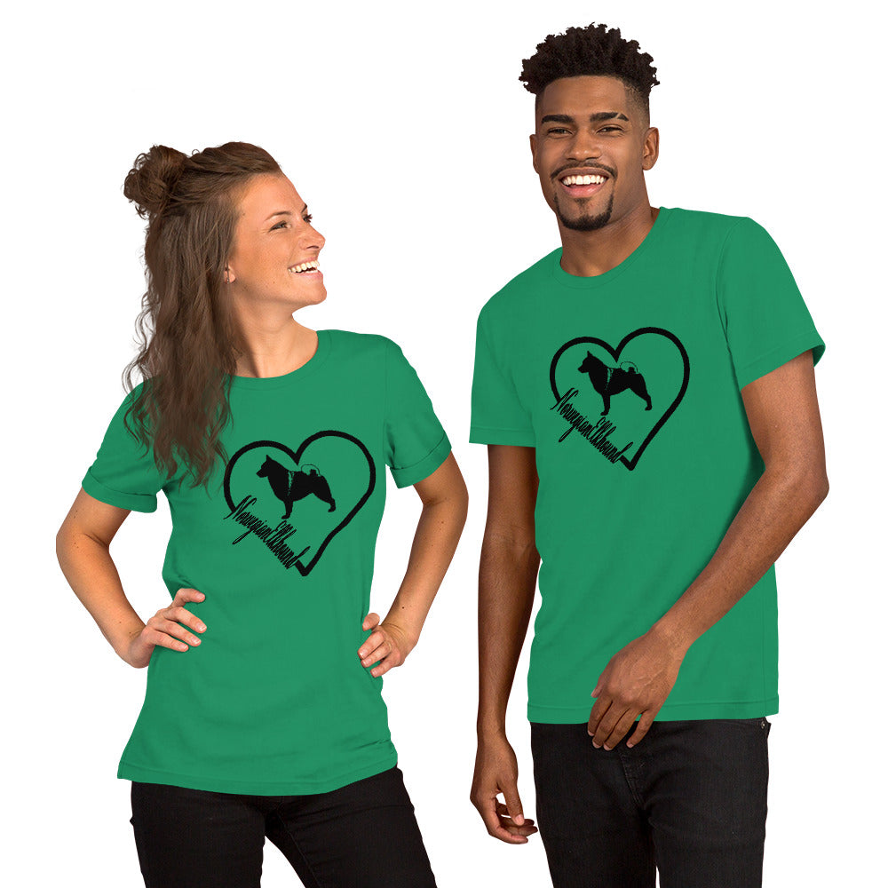 Norwegian Elkhound Heart Short-Sleeve Unisex T-Shirt - WagALotBowWow