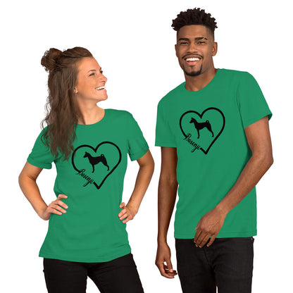 Basenji Heart Silhouette Short-Sleeve Unisex T-Shirt - WagALotBowWow