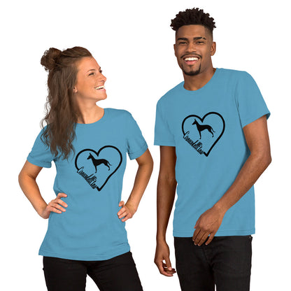 Cirneco dell' Etna Heart Short-Sleeve Unisex T-Shirt - WagALotBowWow