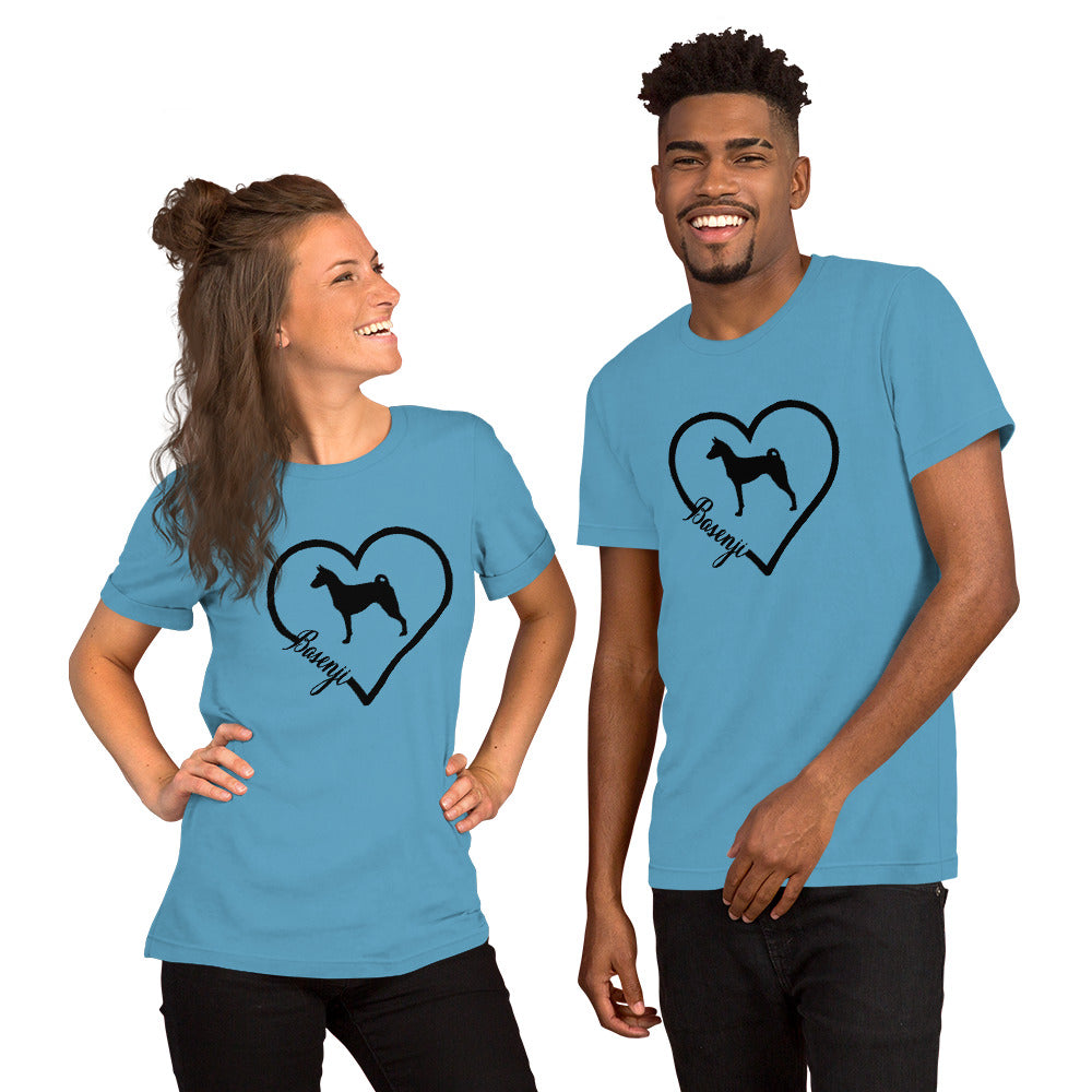 Basenji Heart Silhouette Short-Sleeve Unisex T-Shirt - WagALotBowWow