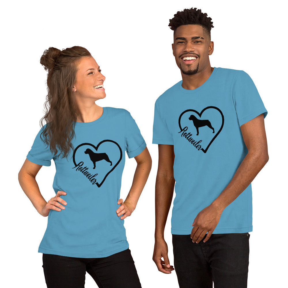 Rottweiler Heart Silhouette Short-Sleeve Unisex T-Shirt - WagALotBowWow