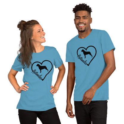 Rottweiler Heart Silhouette Short-Sleeve Unisex T-Shirt - WagALotBowWow