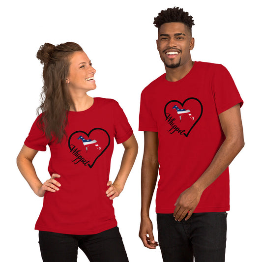 Whippet Heart USA Short-Sleeve Unisex T-Shirt - WagALotBowWow