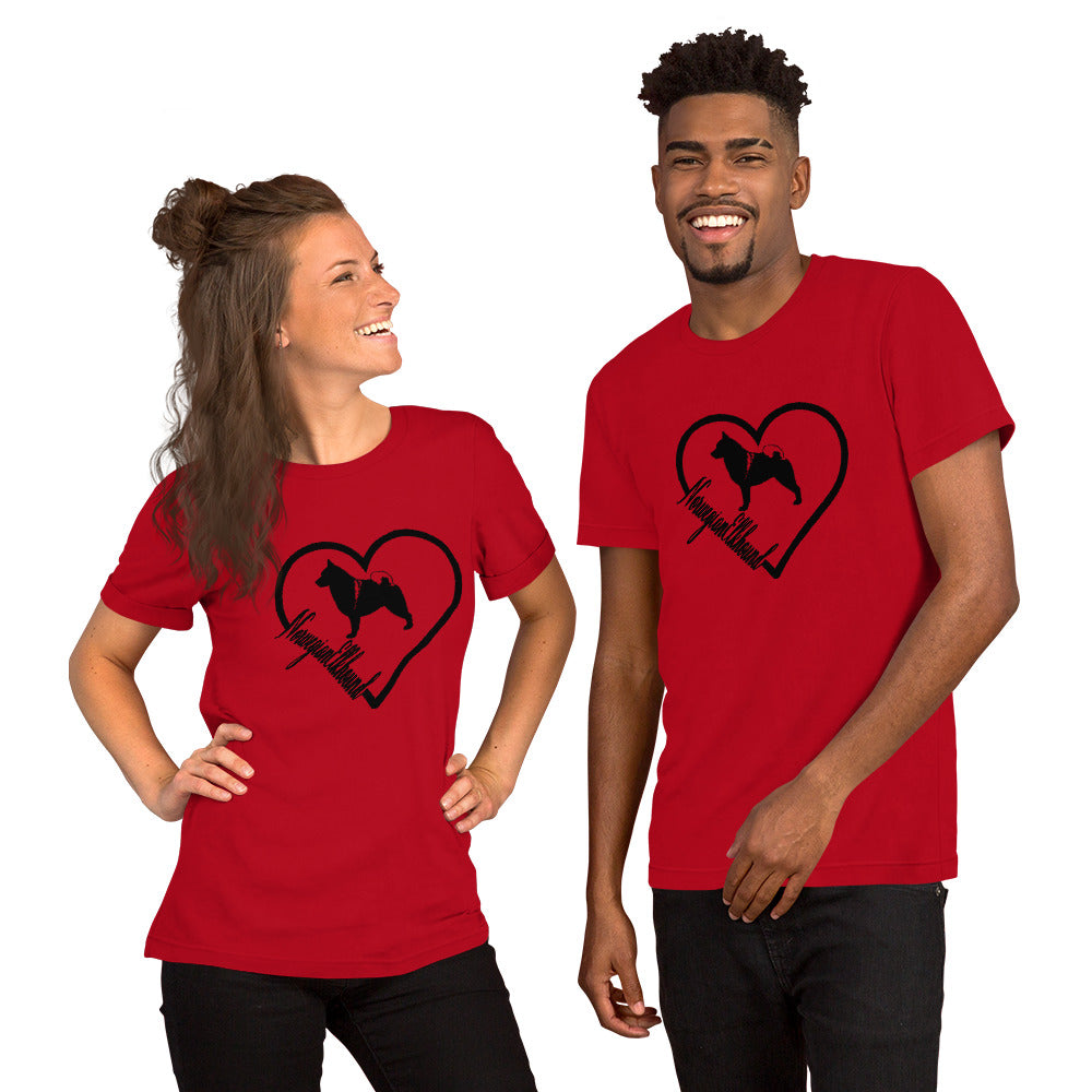 Norwegian Elkhound Heart Short-Sleeve Unisex T-Shirt - WagALotBowWow
