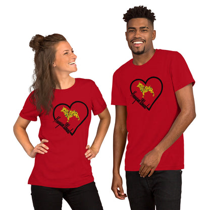 Norwegian Elkhound Heart Sunflower Short-Sleeve Unisex T-Shirt - WagALotBowWow