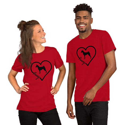 Basenji Heart Silhouette Short-Sleeve Unisex T-Shirt - WagALotBowWow