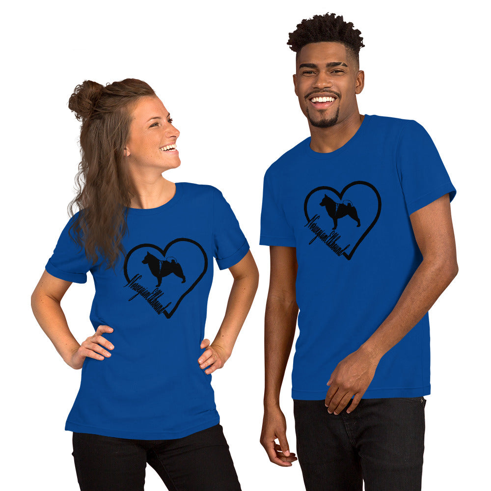 Norwegian Elkhound Heart Short-Sleeve Unisex T-Shirt - WagALotBowWow