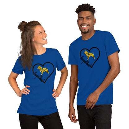 Norwegian Elkhound Heart Sunflower Short-Sleeve Unisex T-Shirt - WagALotBowWow