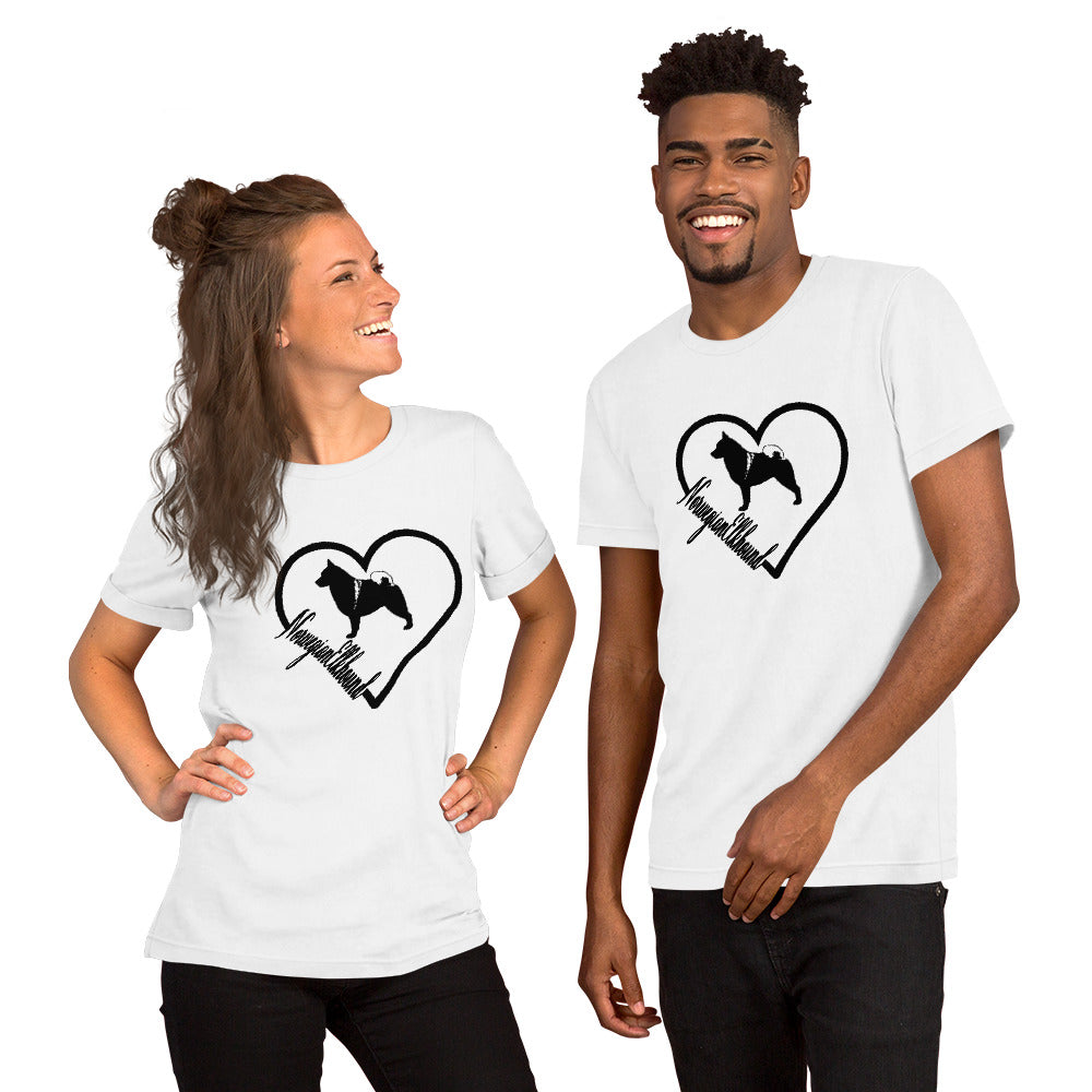 Norwegian Elkhound Heart Short-Sleeve Unisex T-Shirt - WagALotBowWow