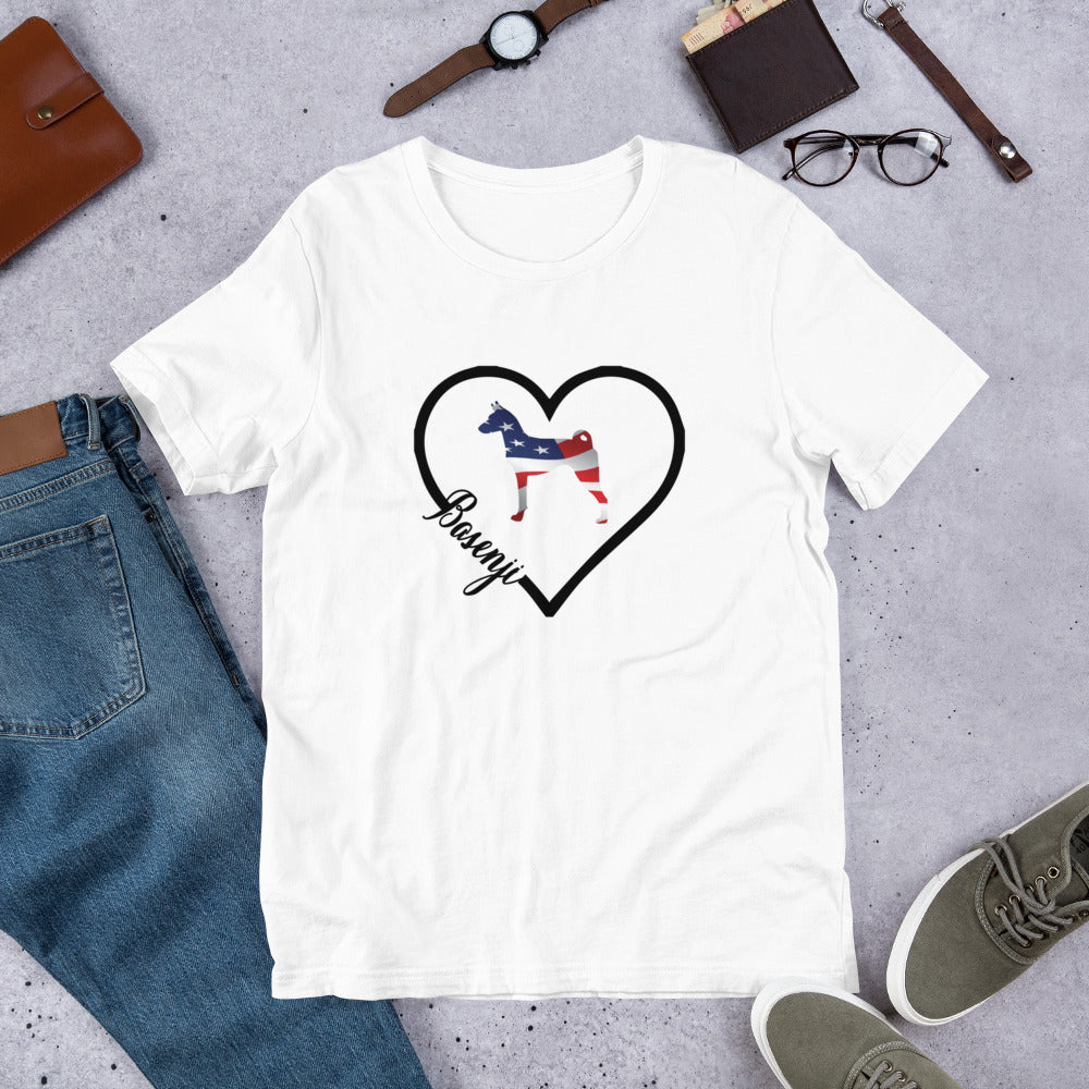 Basenji Heart USA Short-Sleeve Unisex T-Shirt - WagALotBowWow