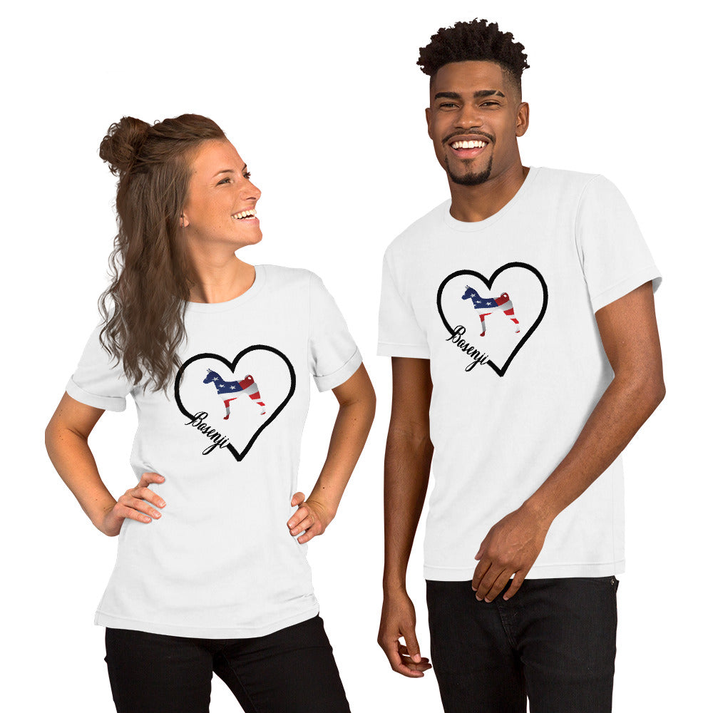 Basenji Heart USA Short-Sleeve Unisex T-Shirt - WagALotBowWow