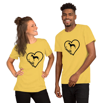 Cirneco dell' Etna Heart Short-Sleeve Unisex T-Shirt - WagALotBowWow