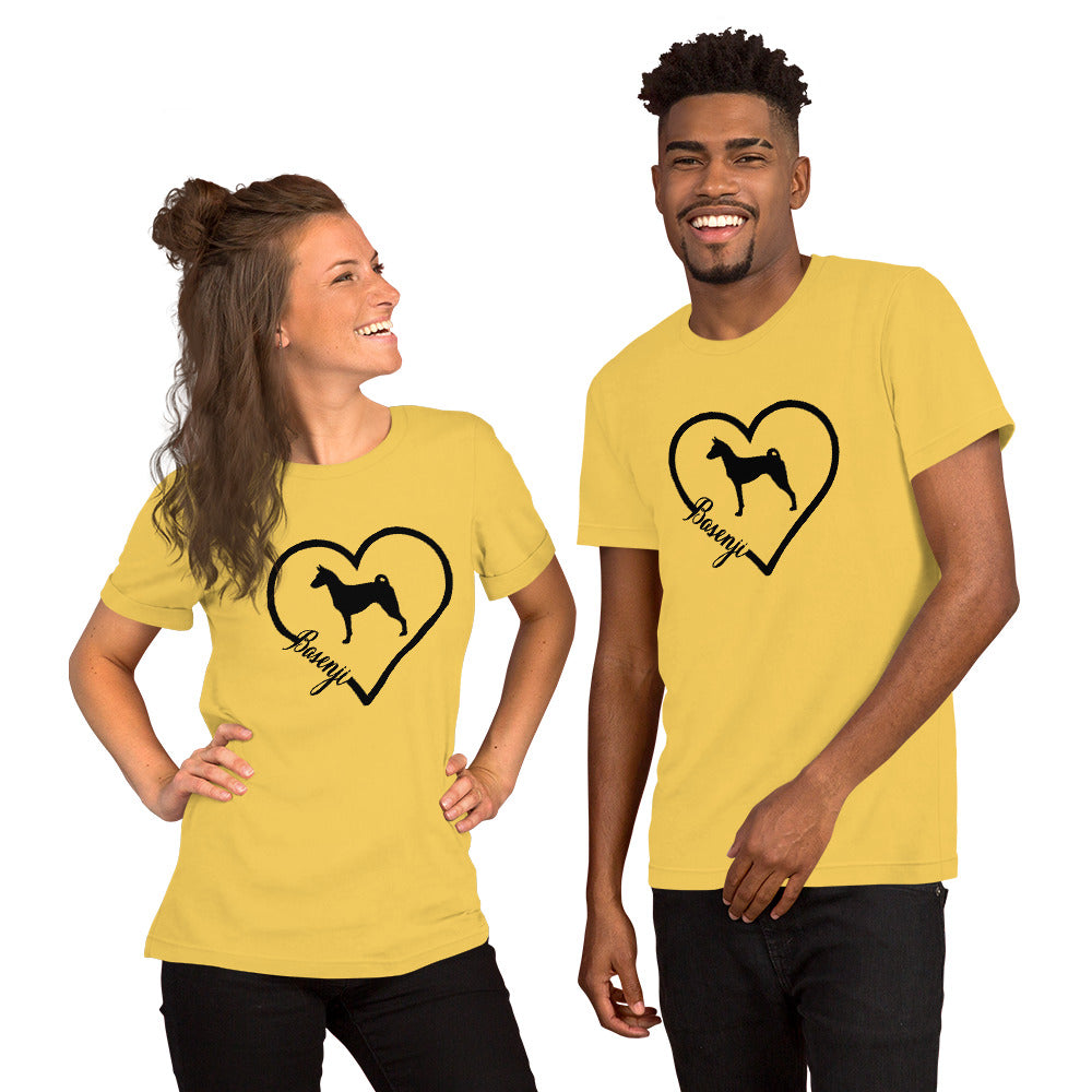 Basenji Heart Silhouette Short-Sleeve Unisex T-Shirt - WagALotBowWow