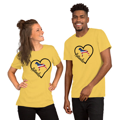 Rottweiler Heart USA Short-Sleeve Unisex T-Shirt - WagALotBowWow