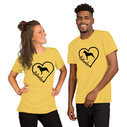 Rottweiler Heart Silhouette Short-Sleeve Unisex T-Shirt - WagALotBowWow