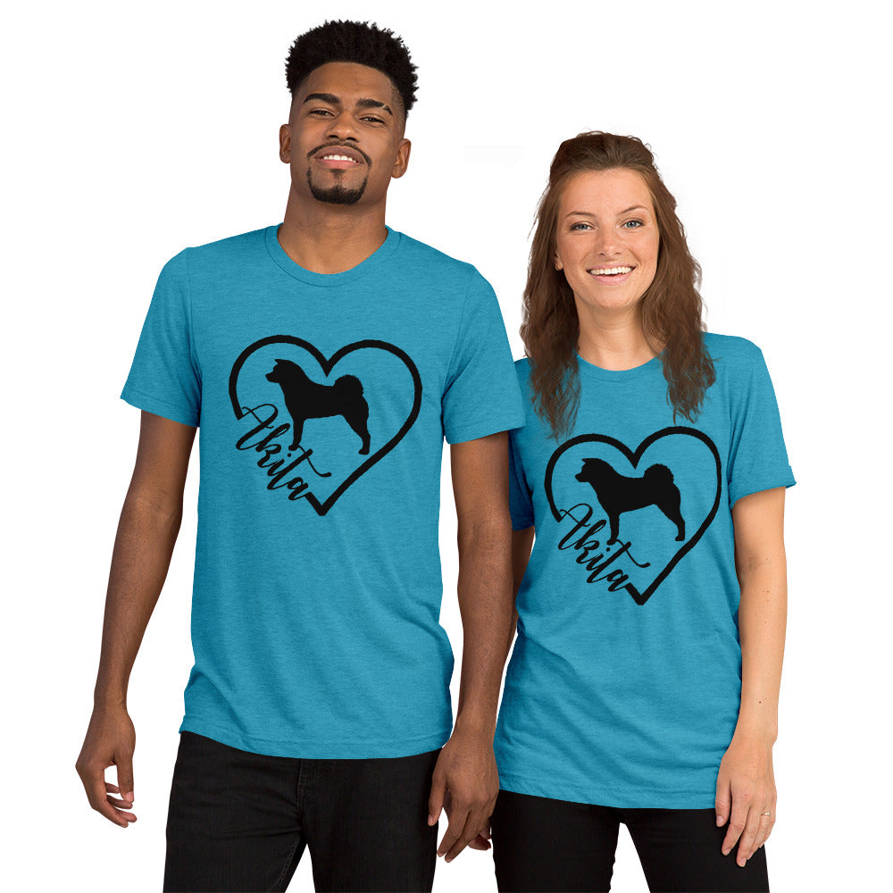 Heart Akita Unisex Tri-Blend T-Shirt | Bella + Canvas Short sleeve t-shirt - WagALotBowWow