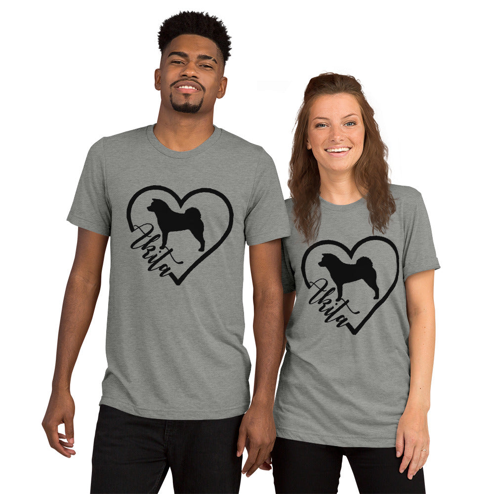Heart Akita Unisex Tri-Blend T-Shirt | Bella + Canvas Short sleeve t-shirt - WagALotBowWow