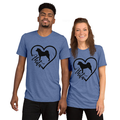 Heart Akita Unisex Tri-Blend T-Shirt | Bella + Canvas Short sleeve t-shirt - WagALotBowWow