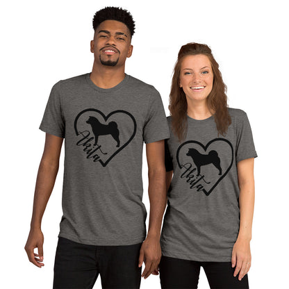 Heart Akita Unisex Tri-Blend T-Shirt | Bella + Canvas Short sleeve t-shirt - WagALotBowWow