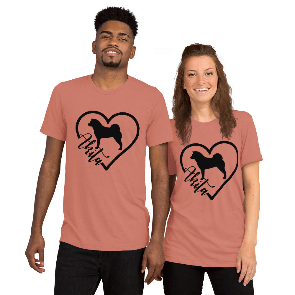 Heart Akita Unisex Tri-Blend T-Shirt | Bella + Canvas Short sleeve t-shirt - WagALotBowWow