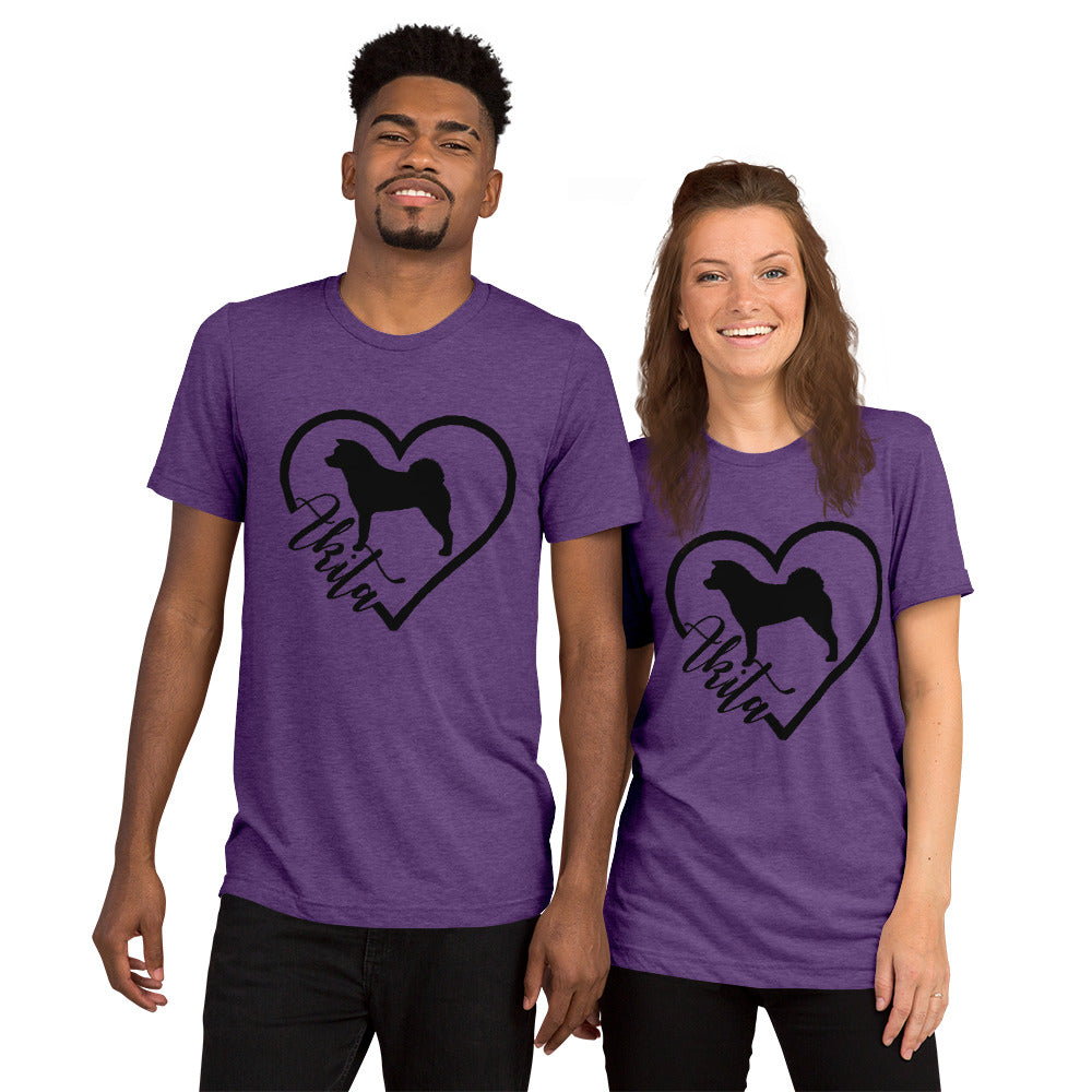 Heart Akita Unisex Tri-Blend T-Shirt | Bella + Canvas Short sleeve t-shirt - WagALotBowWow