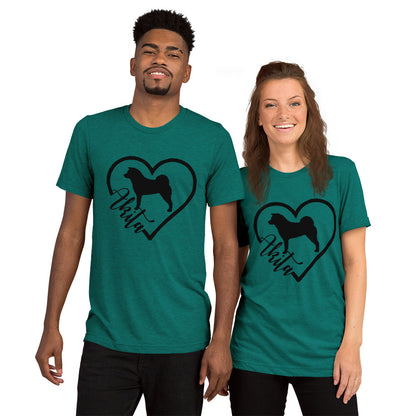 Heart Akita Unisex Tri-Blend T-Shirt | Bella + Canvas Short sleeve t-shirt - WagALotBowWow
