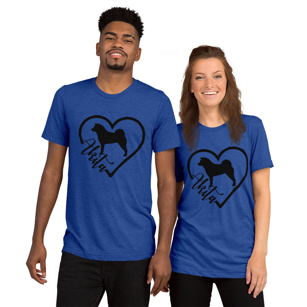 Heart Akita Unisex Tri-Blend T-Shirt | Bella + Canvas Short sleeve t-shirt - WagALotBowWow