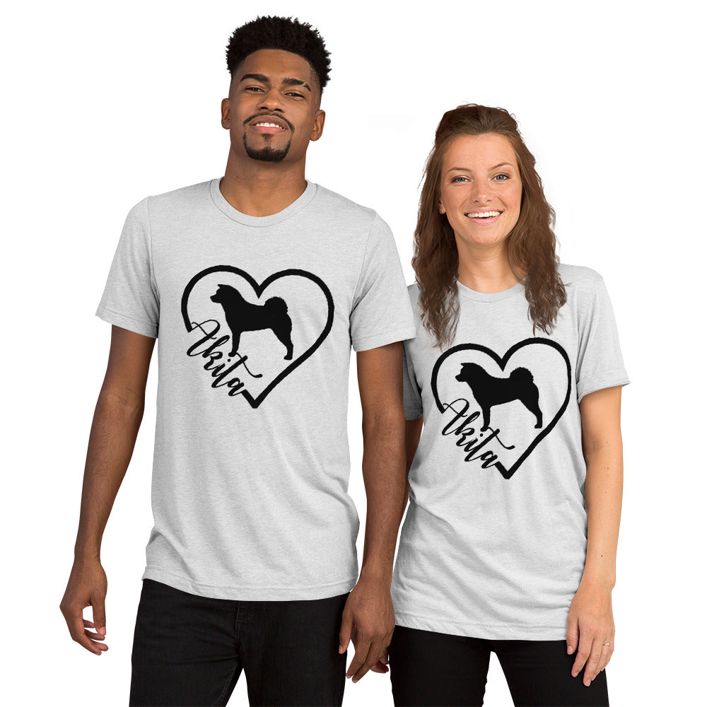 Heart Akita Unisex Tri-Blend T-Shirt | Bella + Canvas Short sleeve t-shirt - WagALotBowWow