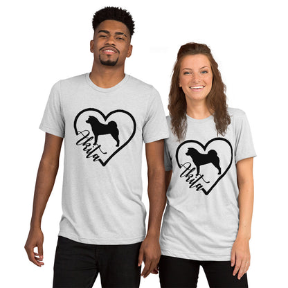 Heart Akita Unisex Tri-Blend T-Shirt | Bella + Canvas Short sleeve t-shirt - WagALotBowWow